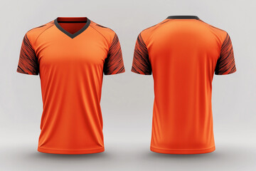 orange color jersey template for team club, jersey sport, front and back, Tshirt mockup sports jersey template design for football soccer, racing, gaming, sports jersey