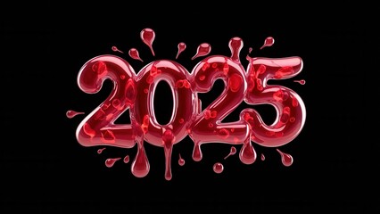 Splattered Red "2025" Text with Dark Background