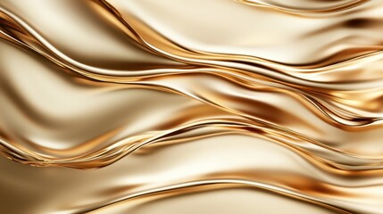 Fototapeta premium The image artfully displays smooth golden ribbons weaving through an elegant, contoured space, emphasizing fluid motion and creative abstraction.