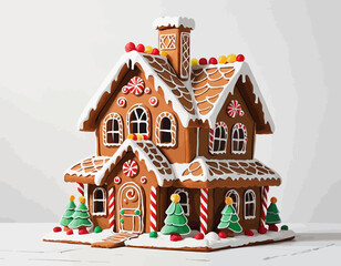 Gingerbread house isolated on a white background