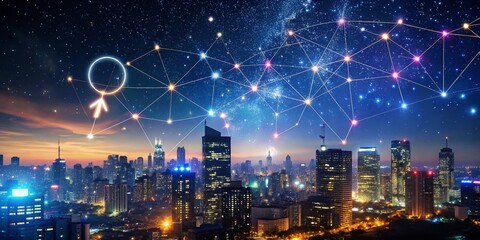 Fototapeta premium Celestial Constellation Celebrating Gender Expression in Urban Night Sky