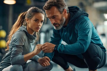 Obraz premium Trainer helping to ease the strain, Generative AI