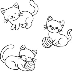 set of funny cartoon cats