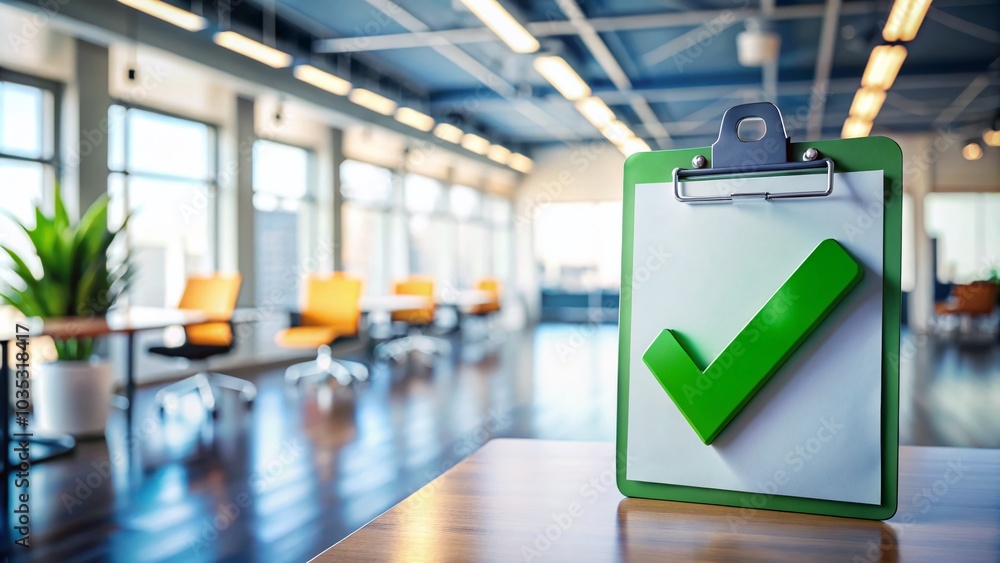 Poster check mark conceptual image for business success and verification