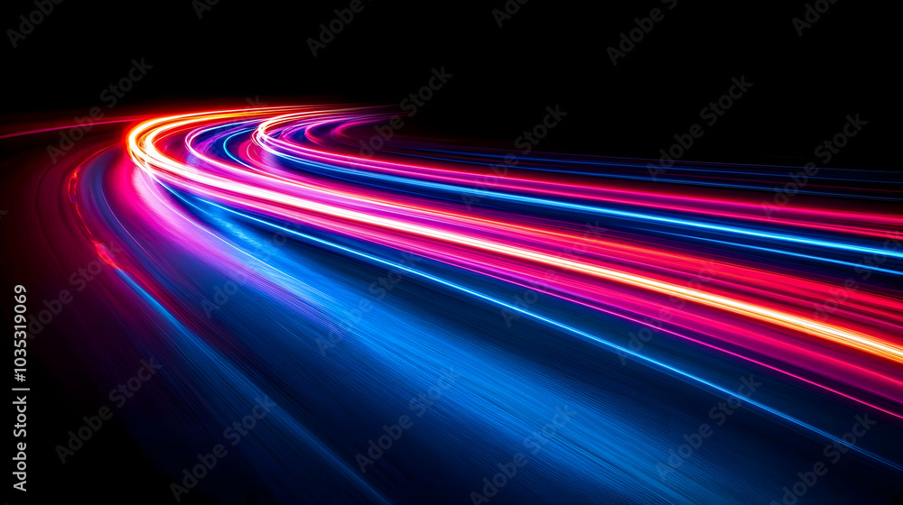 Poster abstract light trails in motion, creating a swirling pattern of color and speed