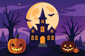 Fototapeta premium Halloween hunted background - Generative AI