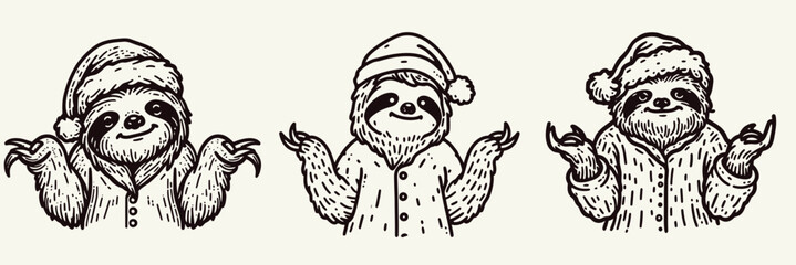 Sloths Dressed in Santa Claus Costumes A Festive Delight