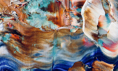 Abstract background art . Ethnic pattern. Mixtures of oil paint. Trendy hand painting canvas. Wall...