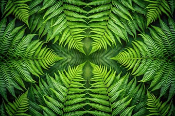 Lush green fern thickets creating a symmetrical background