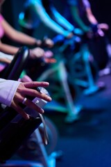 Musical instrument enthusiasts enjoy playing guitars in a gym