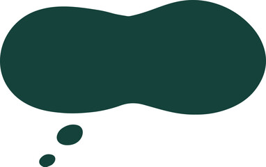 A simple dark green thought bubble with an oval shape and three smaller circles at the bottom, resembling a comic-style thinking balloon.
