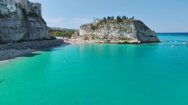 Tropea from a drone, Tyrrhenian Sea, Calabria, Italy, Europe