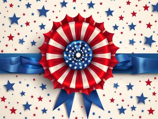Obraz premium Patriotic Stars and Stripes Ribbon Design