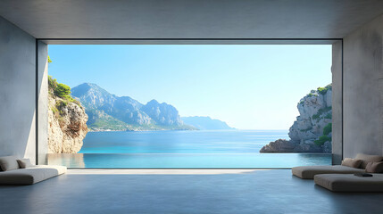 Modern Architecture with an Infinity Pool Overlooking the Ocean