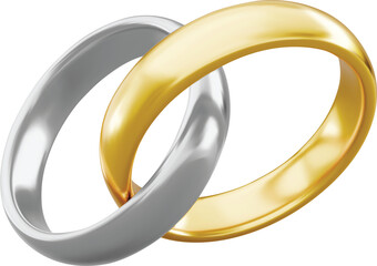 Gold and silver couple ring 3d marriage jewelry