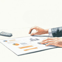 Closeup of business hands using a projector remote in a meeting to present policy changes, business presentation, policy change