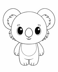 Cute kawaii koala illustration in simple minimalist style on white background perfect for children's coloring book
