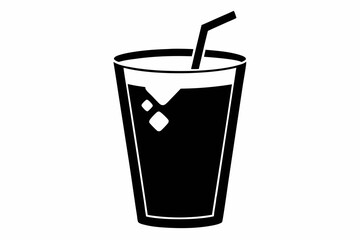 Cold drink silhouette, cold drink vector icon, cup with straw vector silhouette