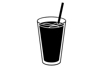 Cold drink silhouette, cold drink vector icon, cup with straw vector silhouette