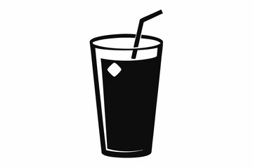 Cold drink silhouette, cold drink vector icon, cup with straw vector silhouette