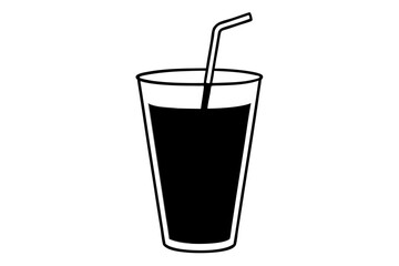 Cold drink silhouette, cold drink vector icon, cup with straw vector silhouette