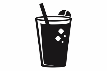 Cold drink silhouette, cold drink vector icon, cup with straw vector silhouette
