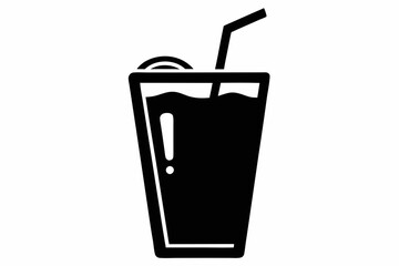 Cold drink silhouette, cold drink vector icon, cup with straw vector silhouette