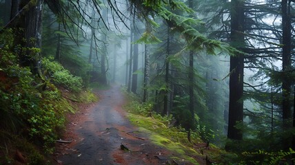 waterfall in the forest  background Generative AI