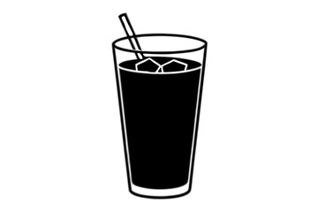 Cold drink silhouette, cold drink vector icon, cup with straw vector silhouette