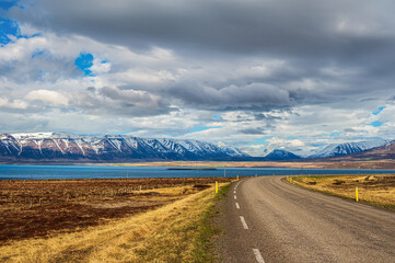 nature sceneries over the artic route road 745 inside the Skagafjörður peninsula, Iceland