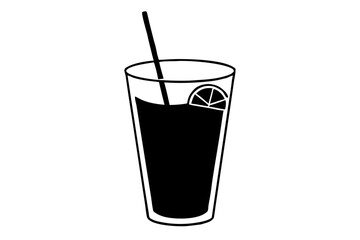 Cold drink silhouette, cold drink vector icon, cup with straw vector silhouette