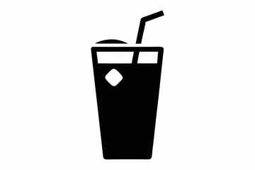Cold drink silhouette, cold drink vector icon, cup with straw vector silhouette