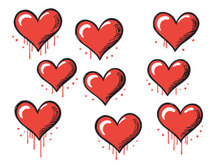 set of hearts isolated on a white background