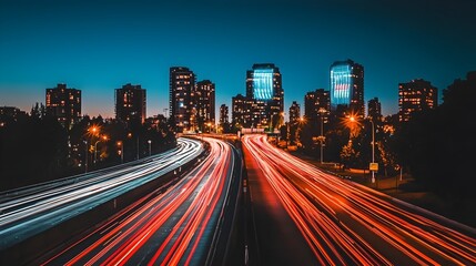 Obraz premium A photograph of a futuristic highway where advanced holographic projections display speed limits and real time traffic information