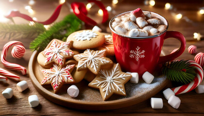 Christmas Cookies, Christmas decoration, xmas ornaments, santa claus and new year gifts concept. New year background. 