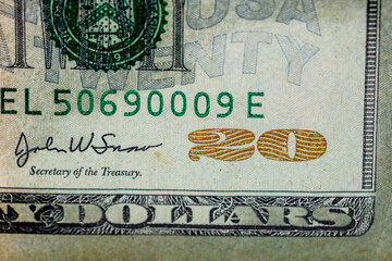 USD money banknotes, detail photo of US dollars