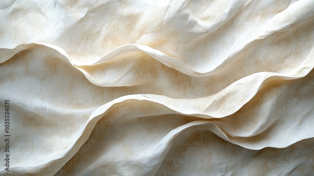 Poster the fabric lies gracefully on a flat surface, its soft folds and gentle creases create a sense of mo