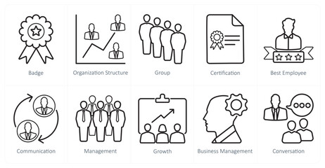 A set of 10 web marketing icons as badge, organization structure, group