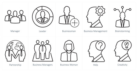 Fototapeta premium A set of 10 web marketing icons as manager, leader, businessman