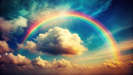 retro color and texture cloud sky with rainbow Minimalist