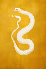 Fototapeta premium 白い蛇のゴールド背景イラスト - 高級感あふれるデザイン