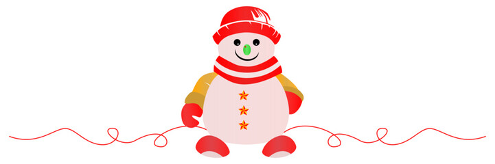 Christmas decoration snowman line art style vector illustration