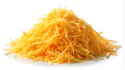 shredded cheddar cheese isolated on white background