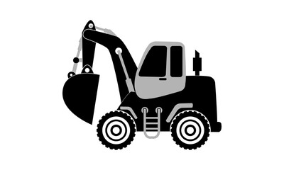 Mini wheel excavator illustration design vector