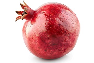 A close up of a pomegranate on a white surface