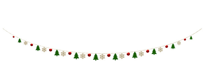 Obraz premium Timeless Christmas Tradition: This classic Christmas garland, adorned with traditional elements like pine trees and red berries, creates a timeless and festive atmosphere.