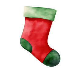 Festive Christmas Stocking Clipart: Watercolor Holiday Decor for Cheerful Seasonal Designs