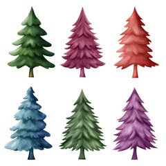 Fototapeta premium Festive Christmas Tree Clipart Set for Holiday Celebrations and Seasonal Decor