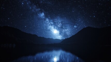 Fototapeta premium starry night sky filled with countless twinkling stars and a bright, glowing moon