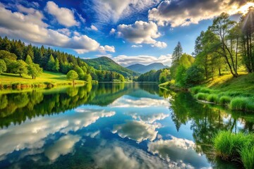 Obraz premium Tranquil and breathtaking natural landscape scenery for serene contemplation and visual delight